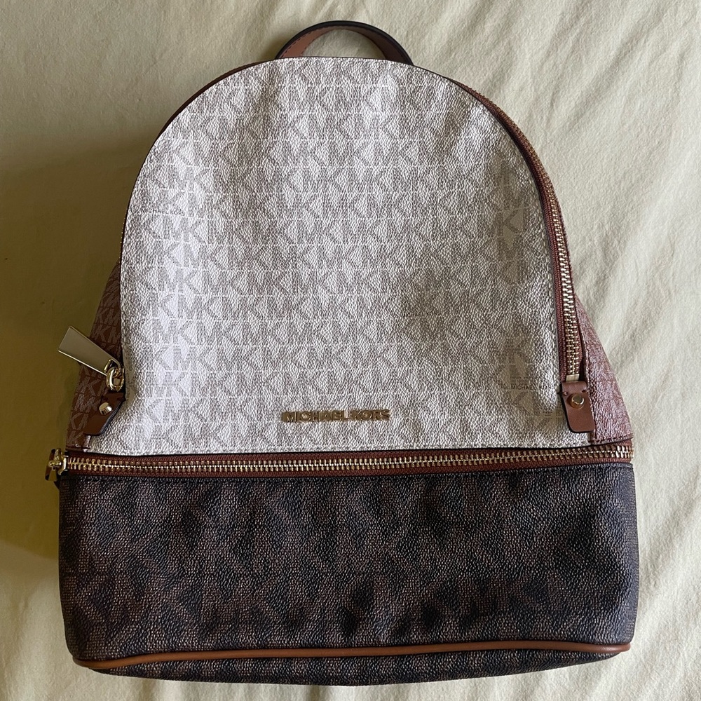 Rhea Medium Colour-Block Logo Backpack